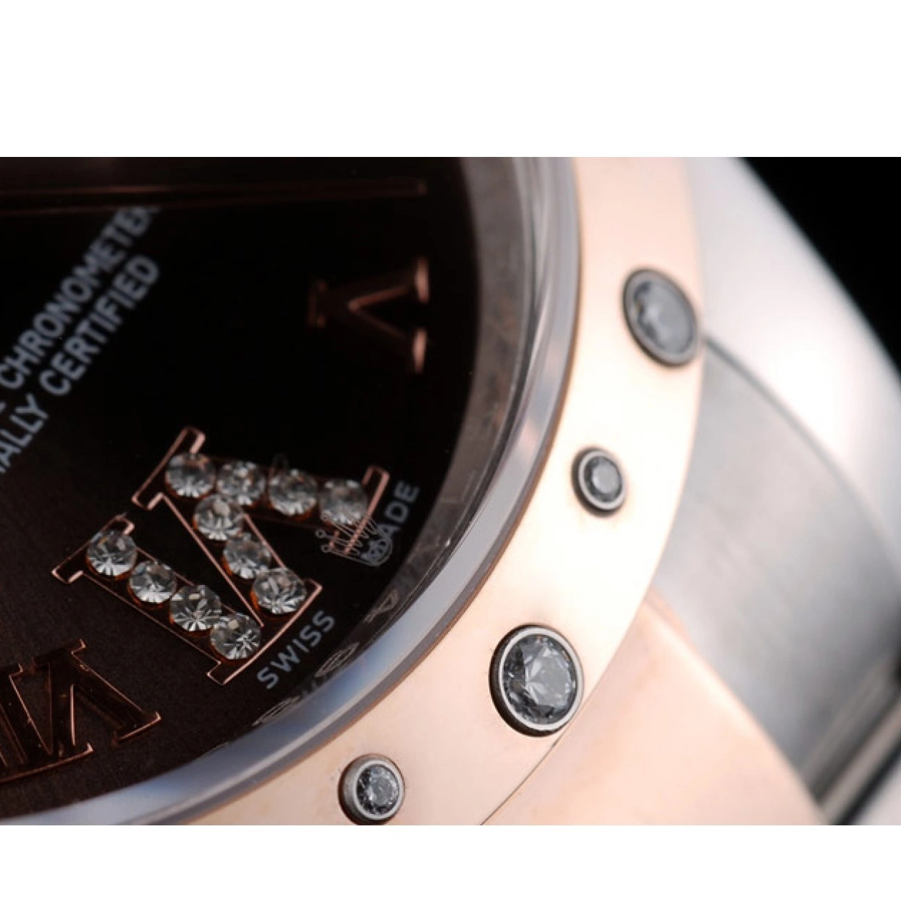 Good Copy Rolex Watches Brown DateJust Stainless 41994 Dial Case Diamond Plated Rolex Steel Brushed 0614